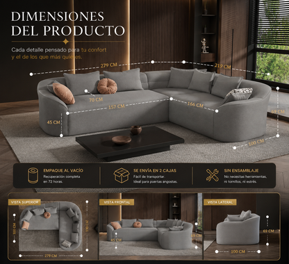 Sofa Seccional Curvo Bellagio en forma de L
