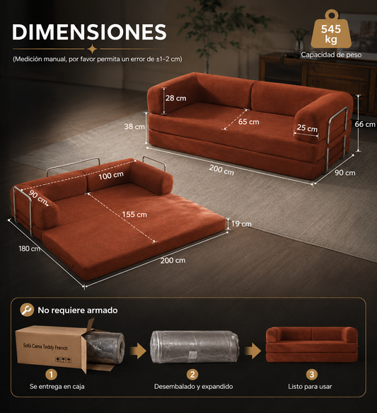 Sofa cama Teddy French - Incluye 2 fundas a eleccion